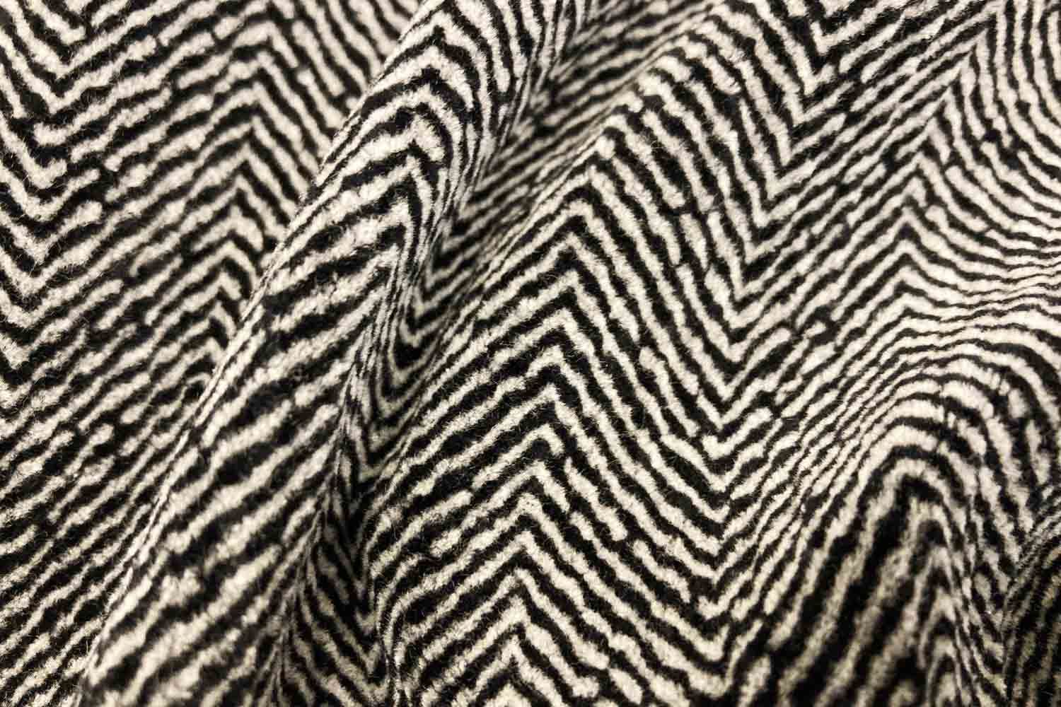 Wintermantelstoff schwarz weiss